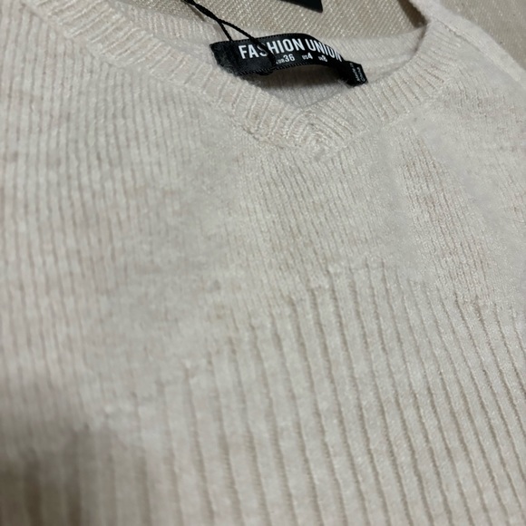 NWT Fashion Union ASOS Oatmeal Sweater Crop Top - Picture 3 of 4